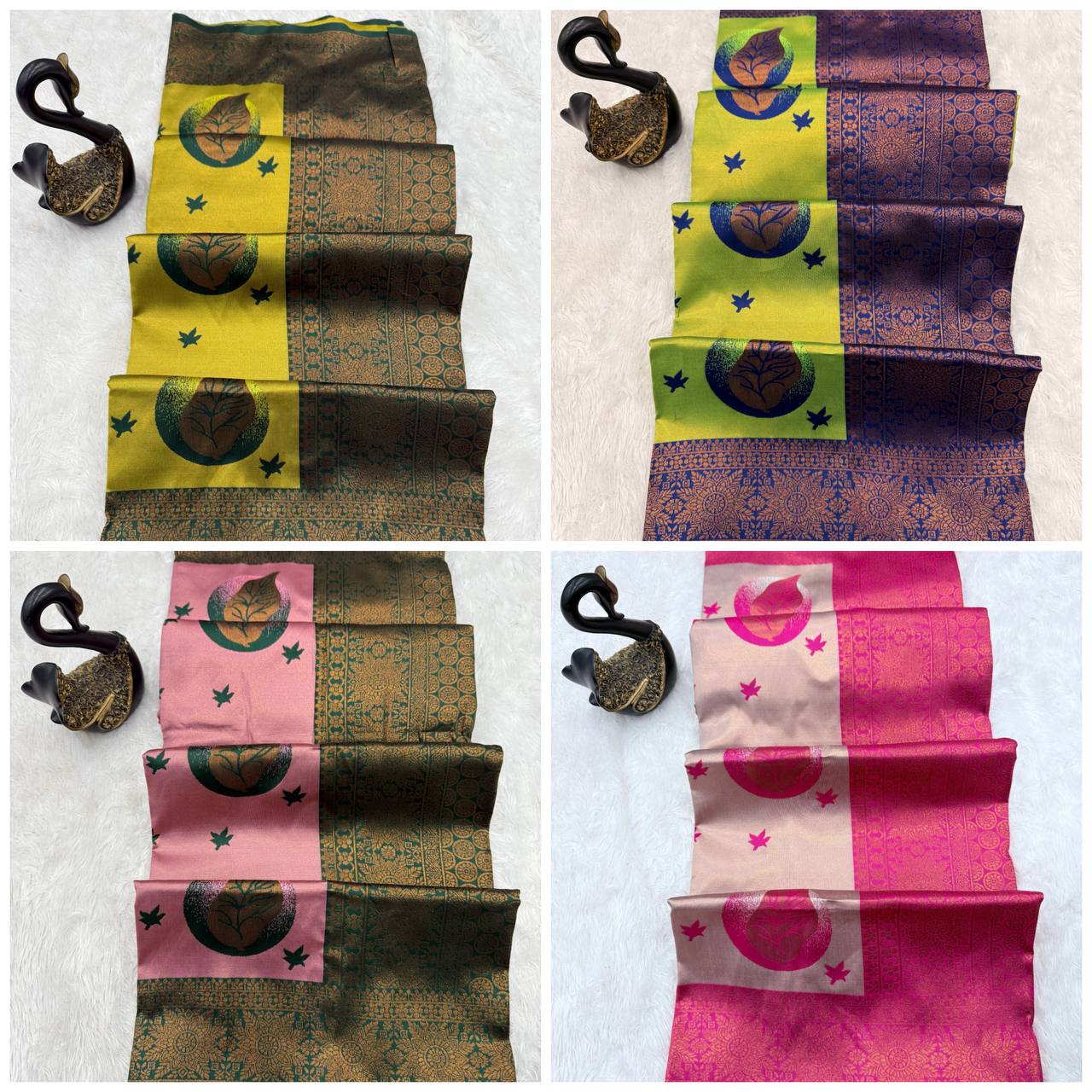 Pure Banarasi Silk Saree with Floral & Meena Zari Work