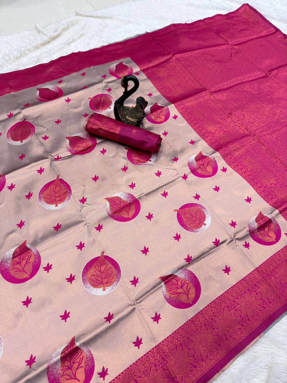 Pure Banarasi Silk Saree with Floral & Meena Zari Work