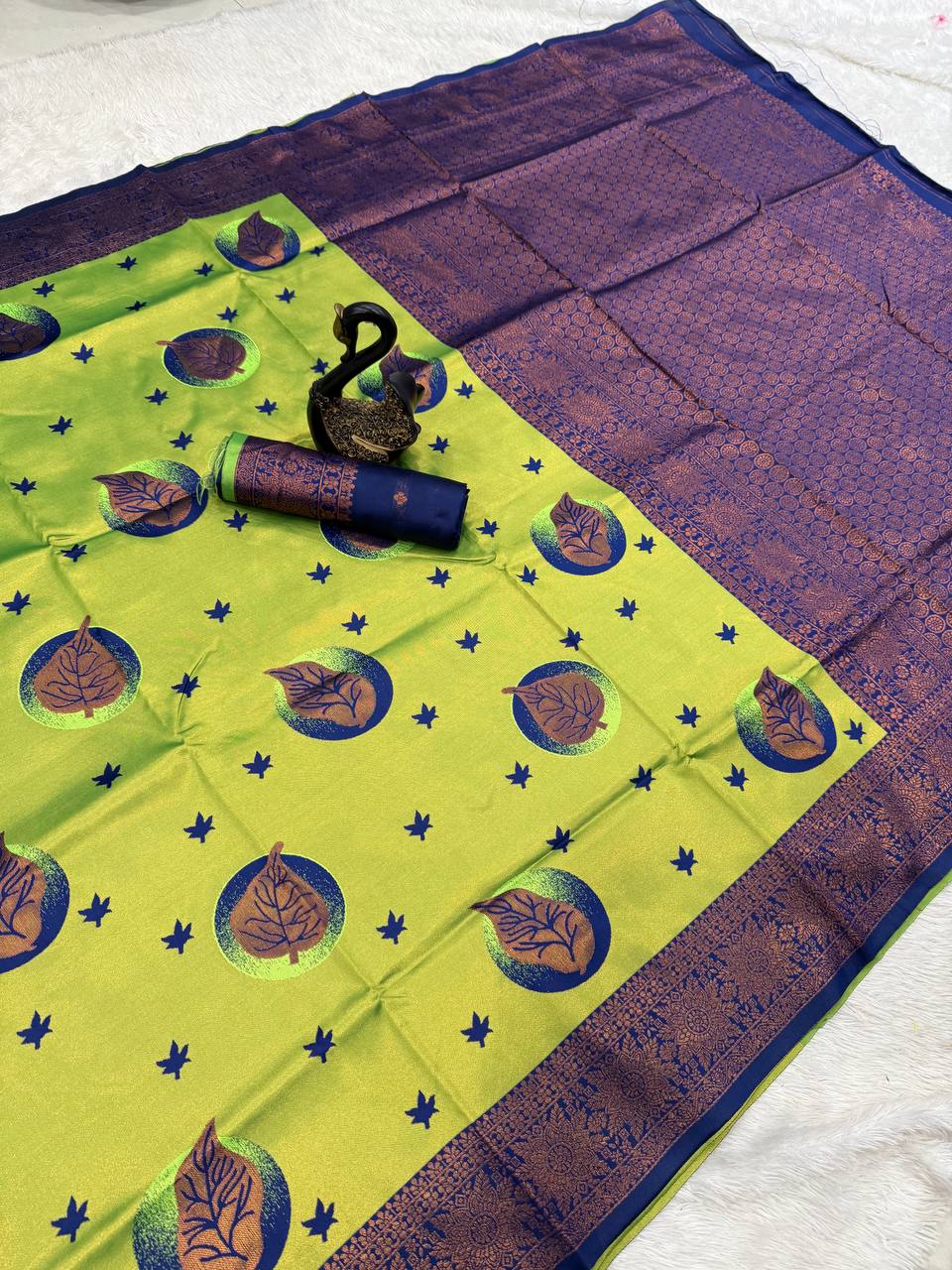 Pure Banarasi Silk Saree with Floral & Meena Zari Work