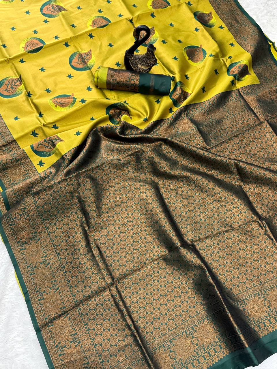 Pure Banarasi Silk Saree with Floral & Meena Zari Work