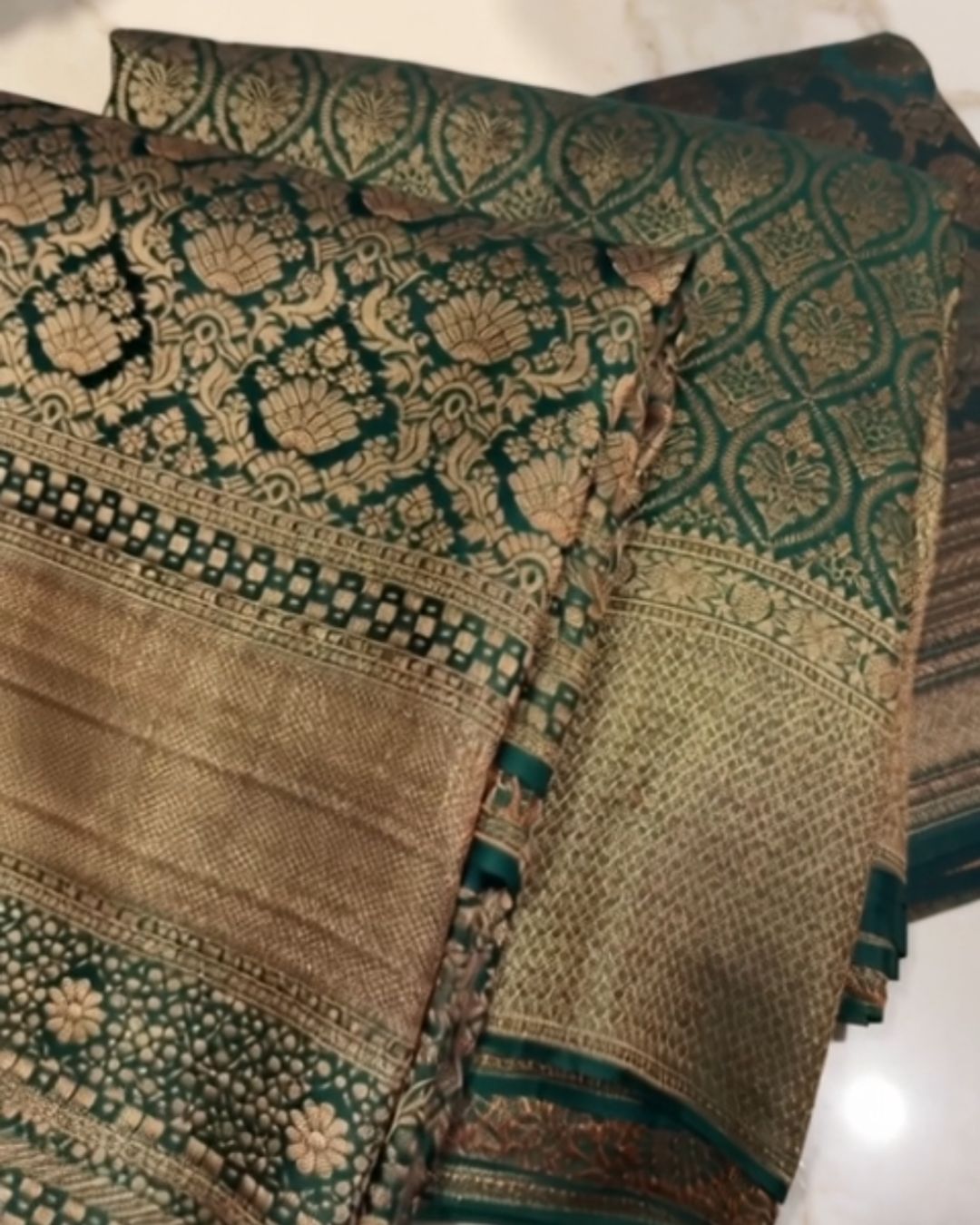 Bottle Gold Silk Saree