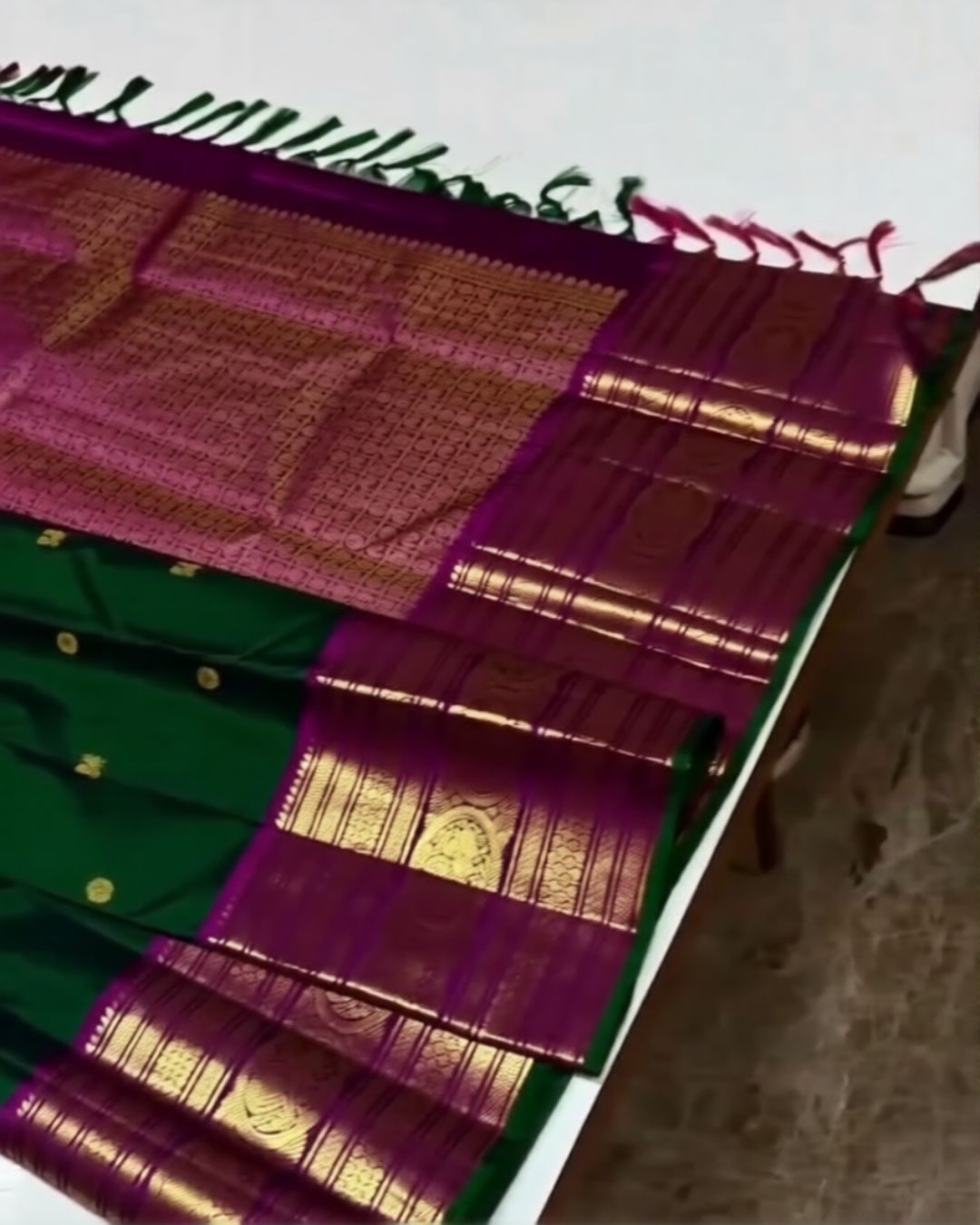 Emerald-Magenta Silk Saree