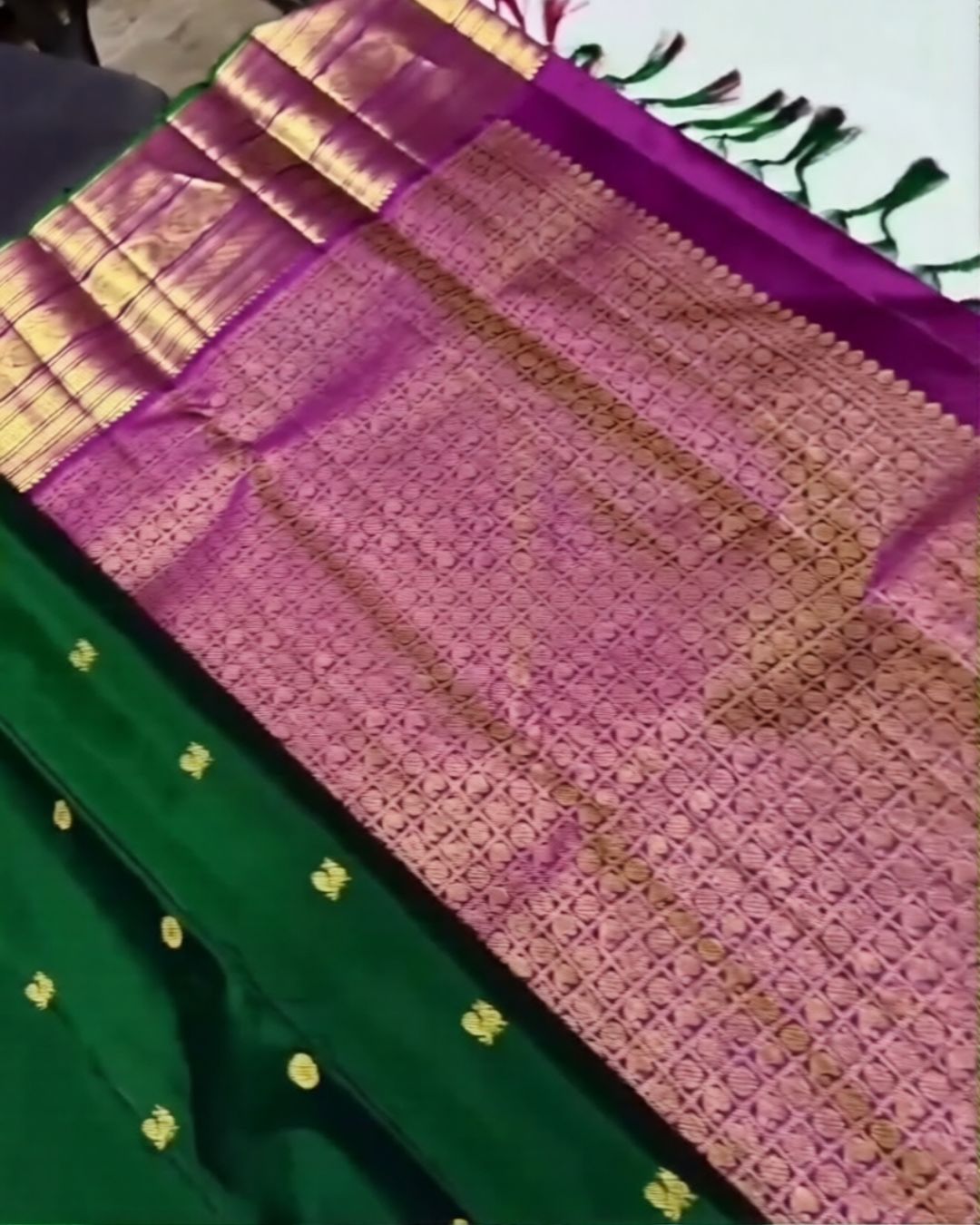 Emerald-Magenta Silk Saree
