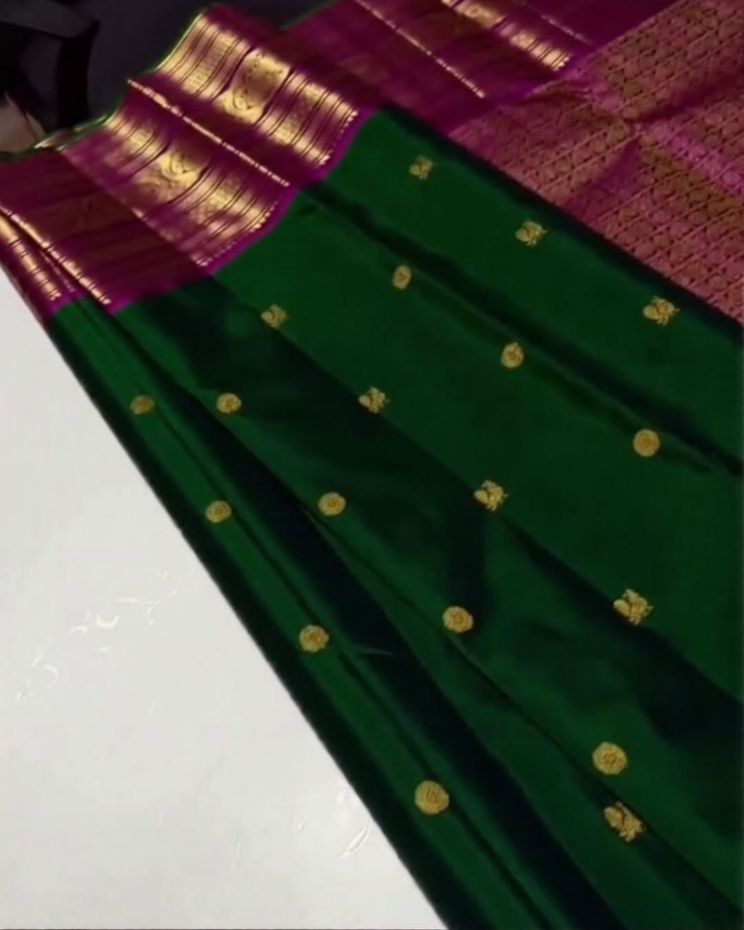 Emerald-Magenta Silk Saree