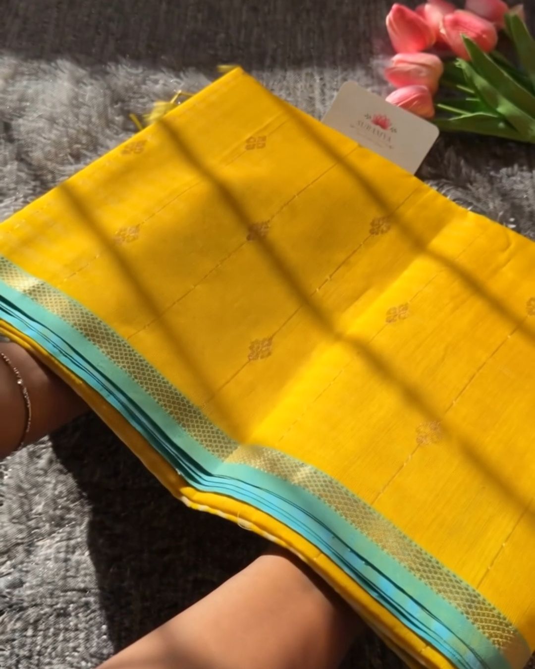 Pastel-Yellow Silk Saree