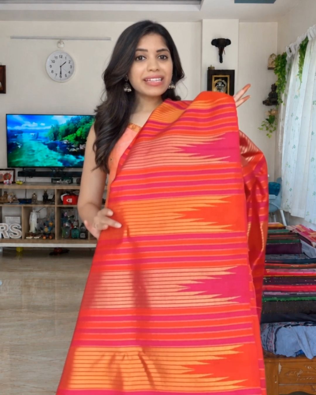 Rust Lining Silk Saree