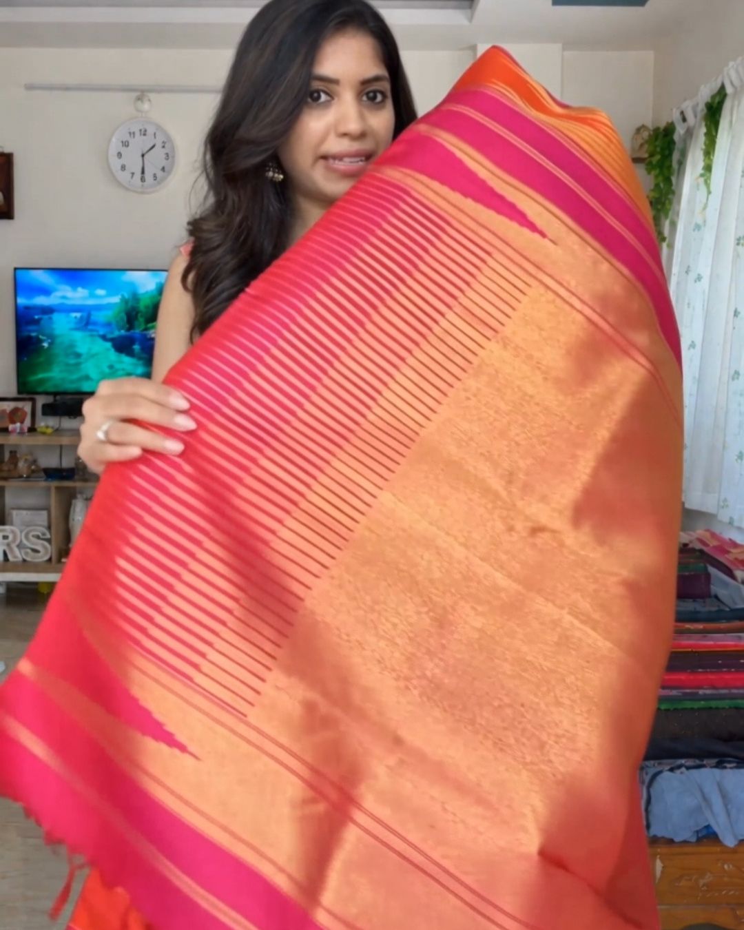 Rust Lining Silk Saree