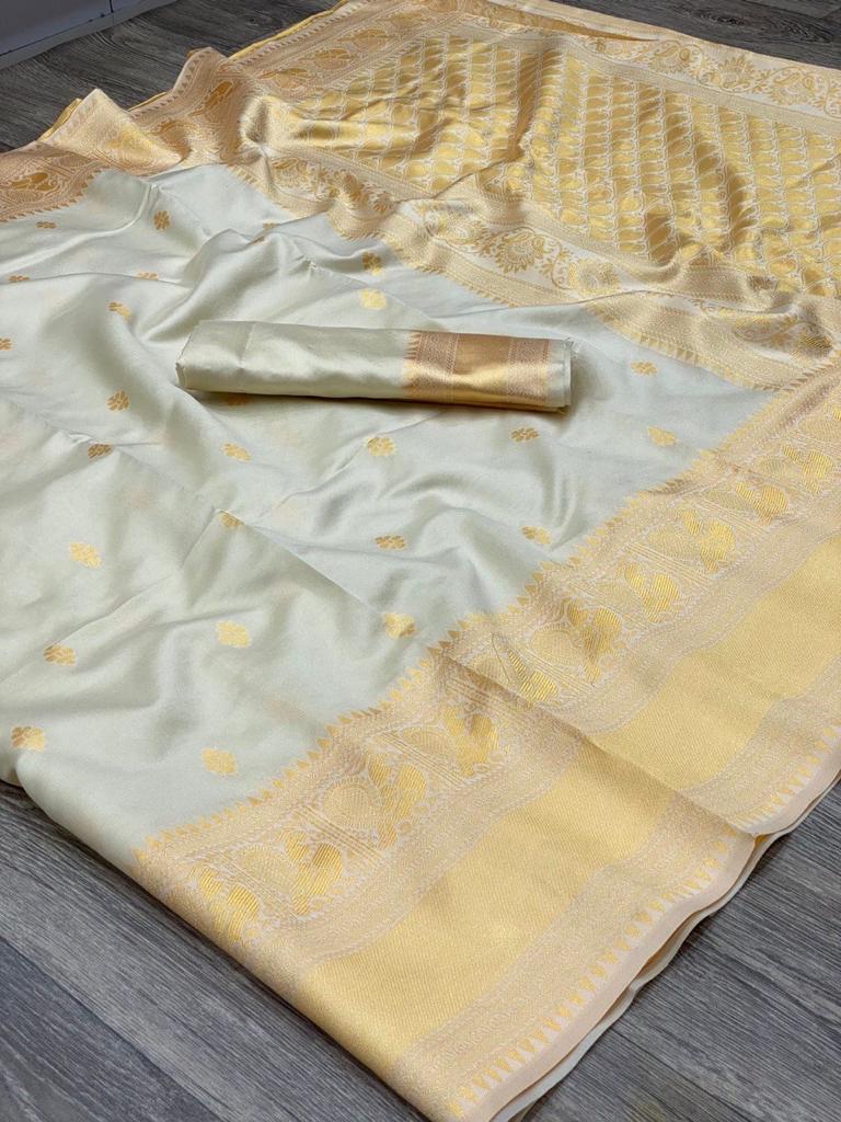 Comfort-Fit Banarasi Inspired Saree Crafted in Smooth Lichi Silk