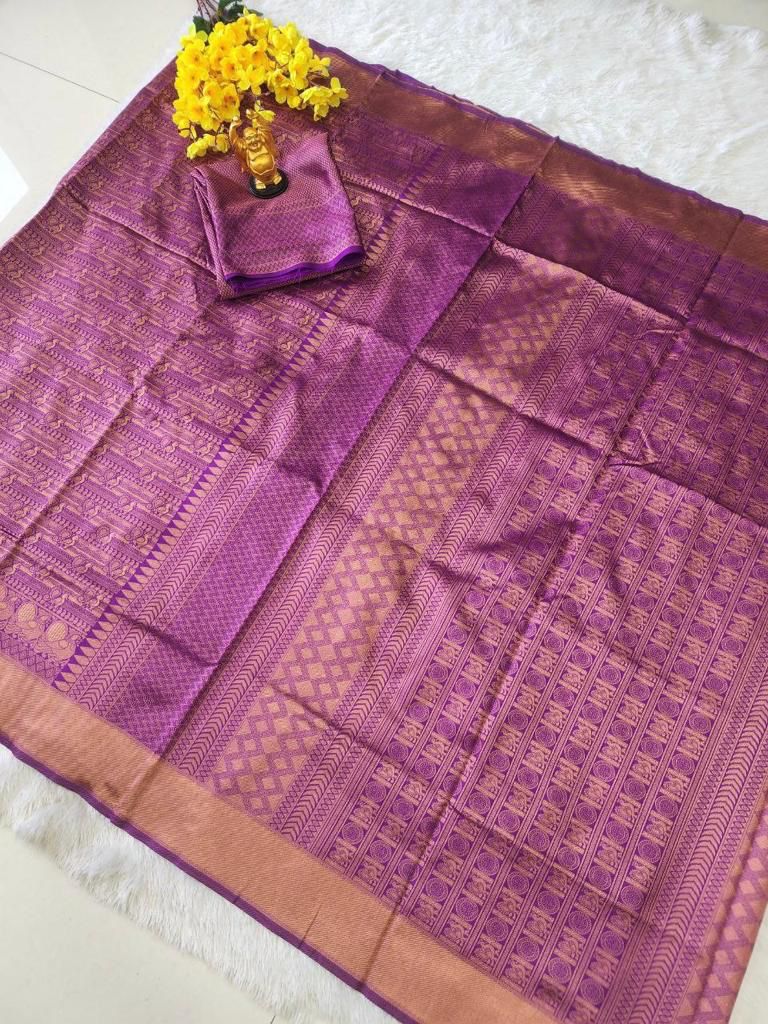 Royal Purple Banarasi Silk Saree with Rich Zari Weaving