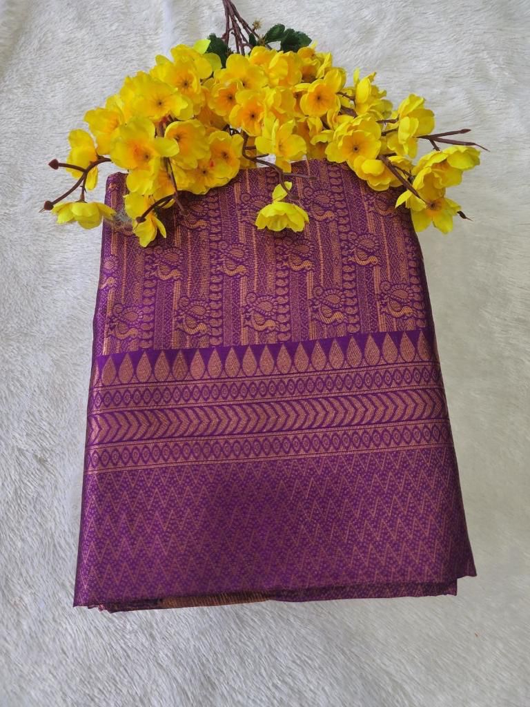 Royal Purple Banarasi Silk Saree with Rich Zari Weaving