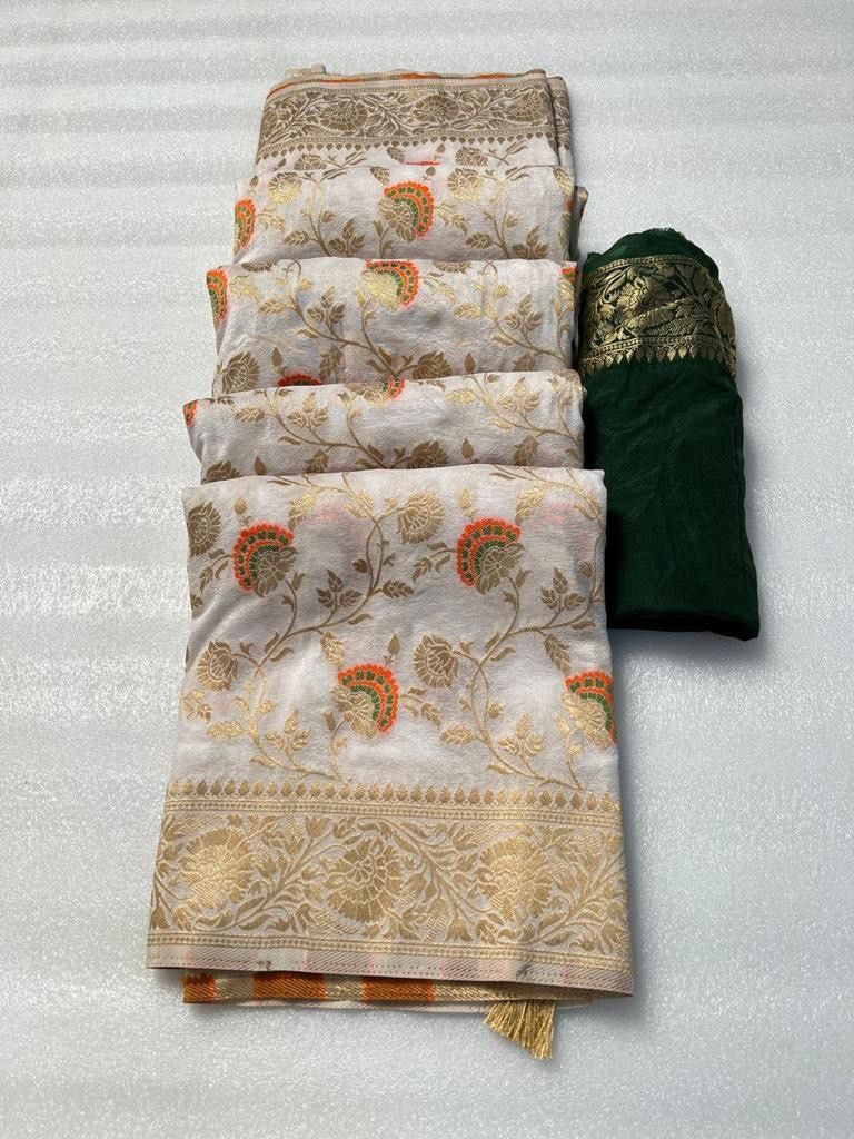 Laabh Creation Pure Soft Khadi Georgette Silk Saree with Zari & Meenakari Work – LC-59