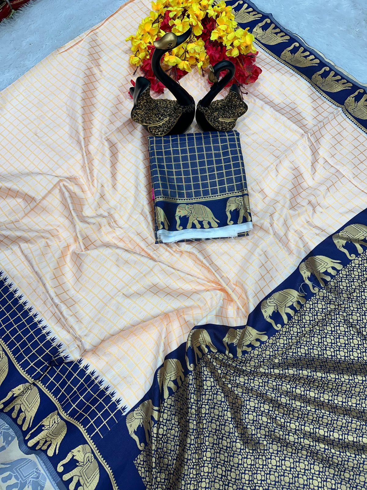 Elegant Organic Banarasi Lichi Silk Wedding Saree