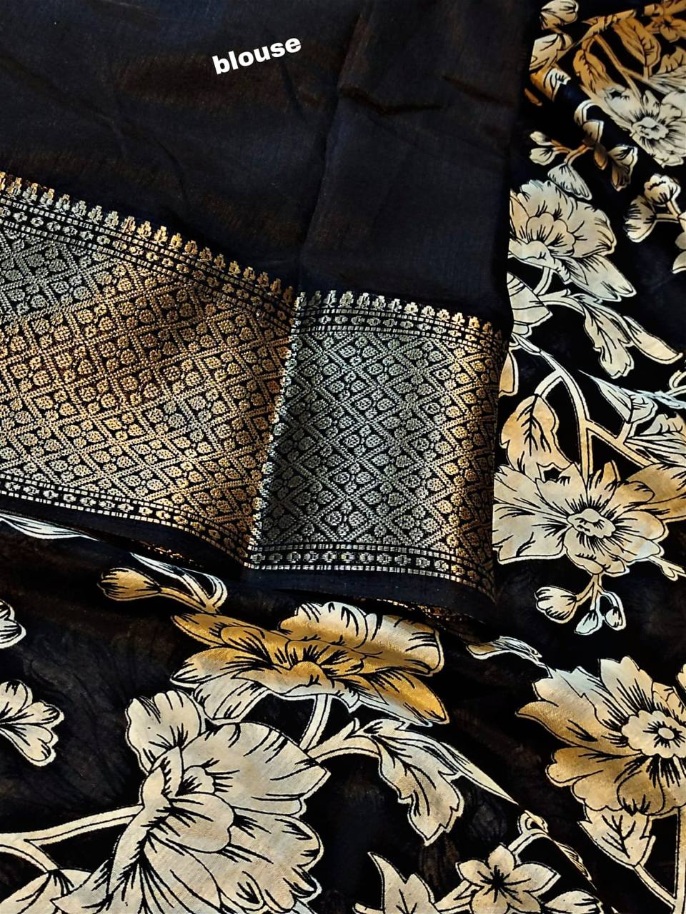 Dola Silk Kalamkari Saree with Jacquard Border