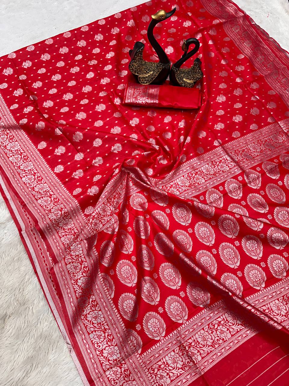 Soft Lichi Silk Organic Banarasi Wedding Saree