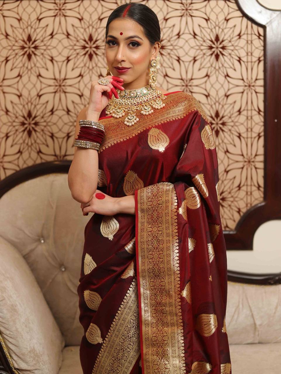 Soft Lichi Silk Organic Banarasi Wedding Saree