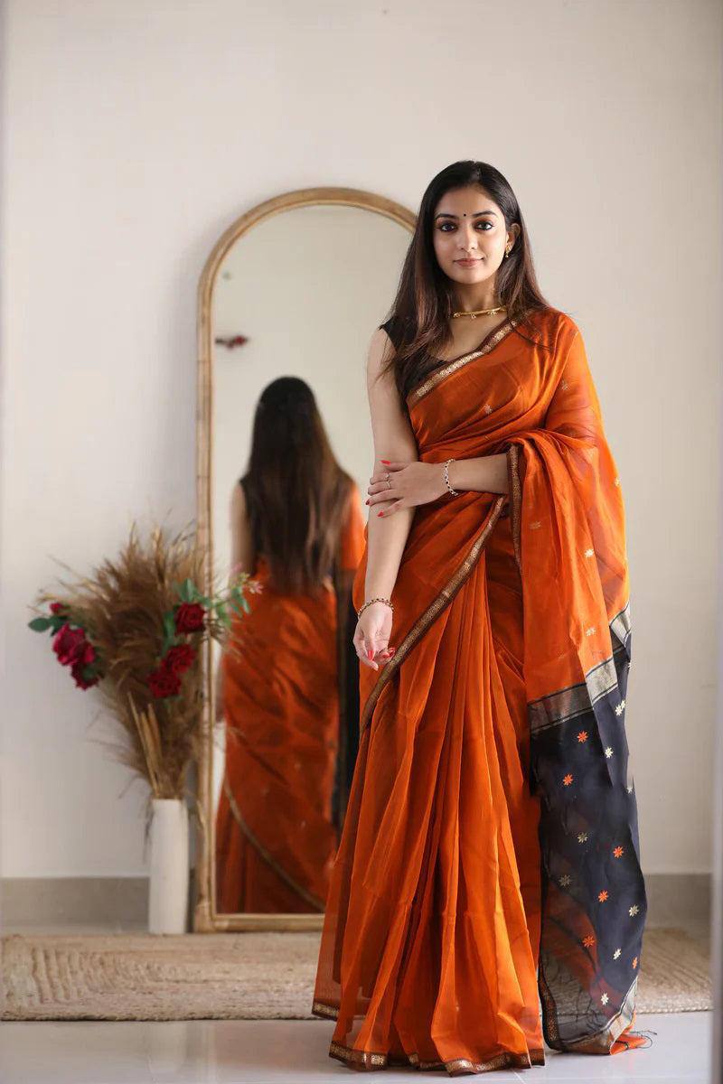 New Lilan Slub Soft Cotton Saree with Slab Weaving
