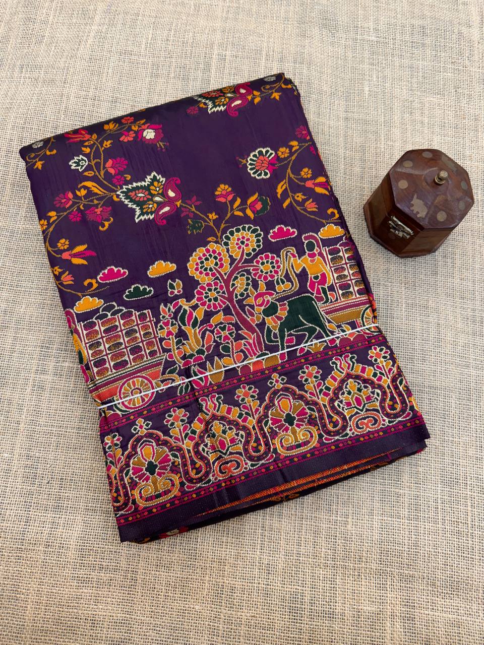 Rajwadi Pashmina Silk Weaving Saree with Kashmiri Pallu