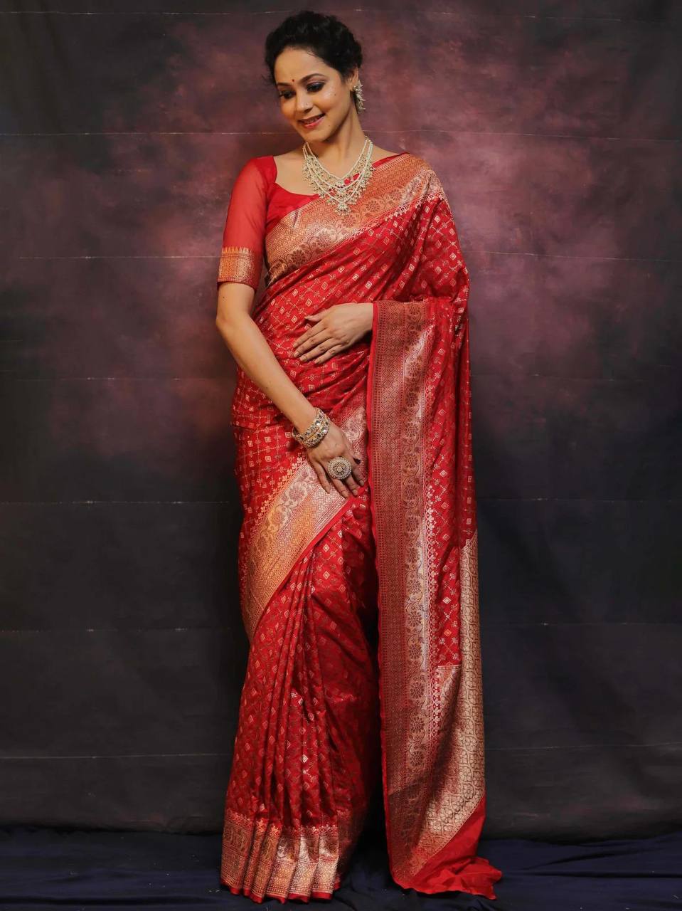 Pureform Saree Designed in Organic Banarasi Lichi Silk for Wedding Wear