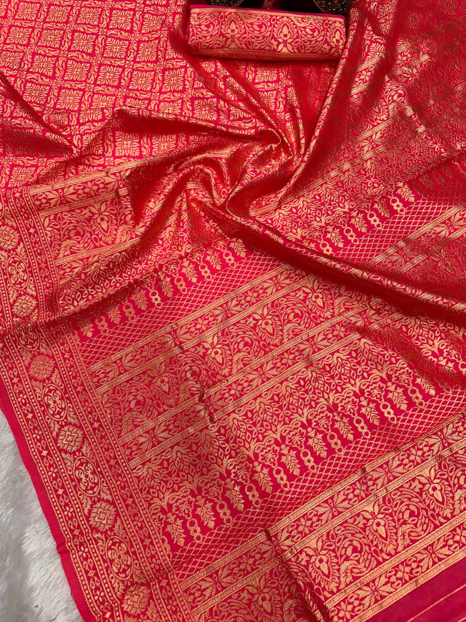 Heritage-Style Saree Made Using Organic Banarasi Lichi Silk