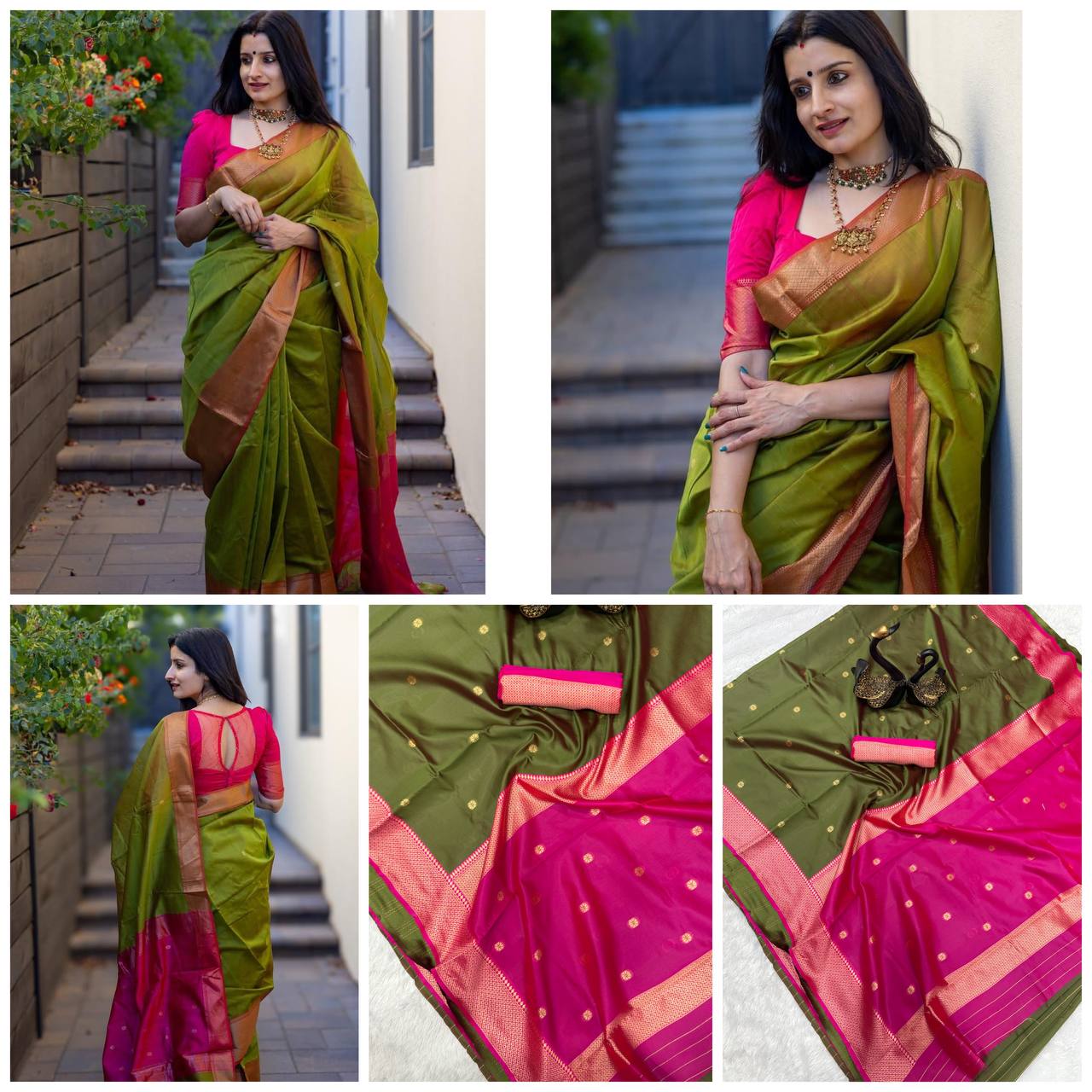 Comfort Touch Organic Banarasi Lichi Silk Wedding Saree