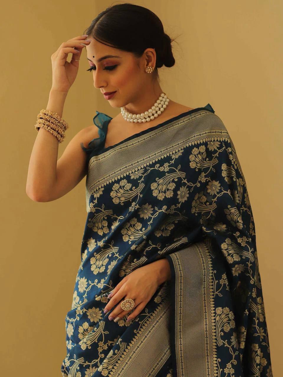 Organic Banarasi Lichi Silk Wedding Saree