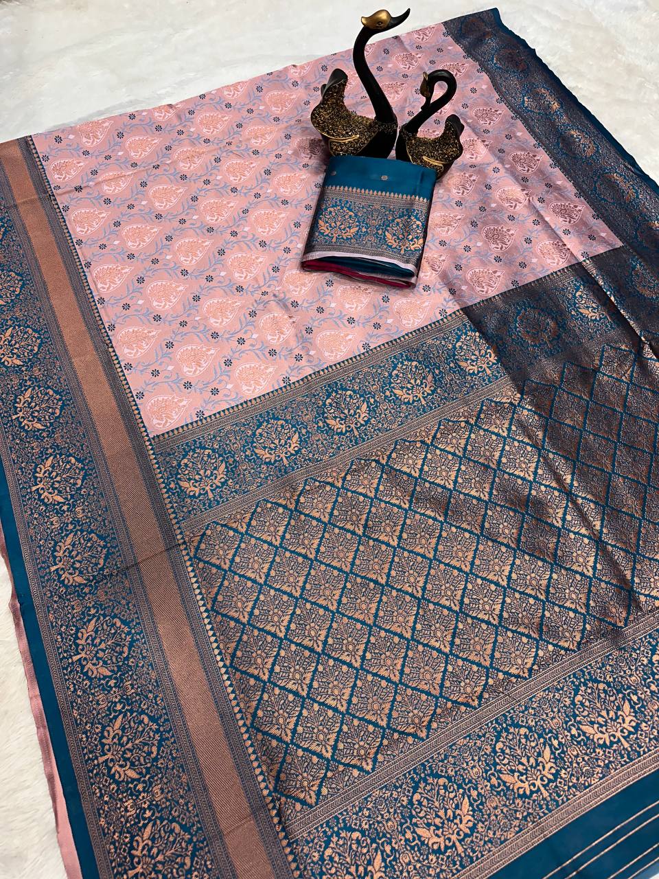 Heavy Look Organic Banarasi Lichi Silk Wedding Saree