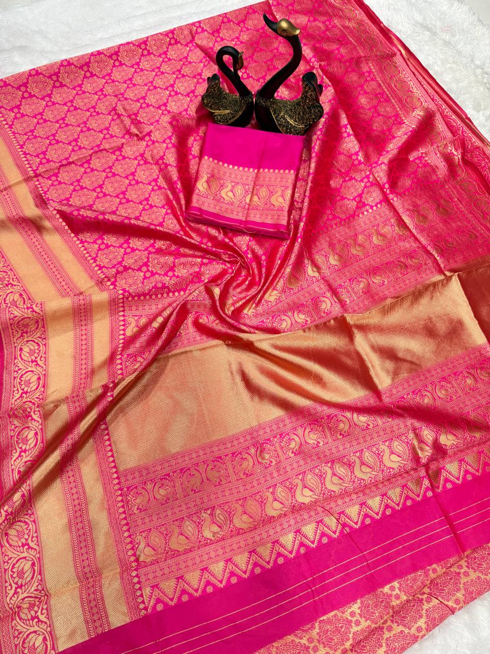 Classic Organic Banarasi Lichi Silk Wedding Saree