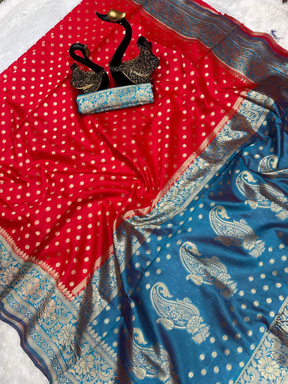 Comfort Fit Organic Banarasi Lichi Silk Wedding Saree