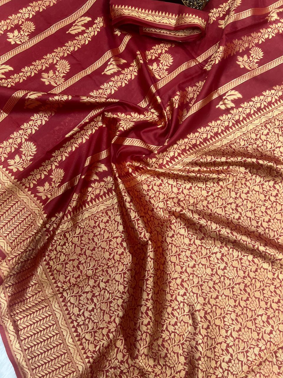 Comfort Elegance Organic Banarasi Lichi Silk Wedding Saree